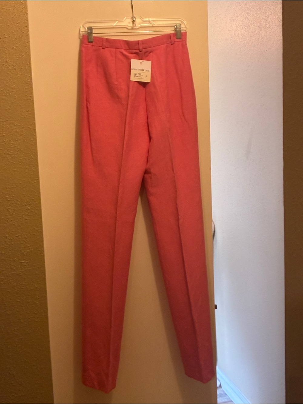 Pink Linen/Silk Blend Tailored Pants, no side pockets